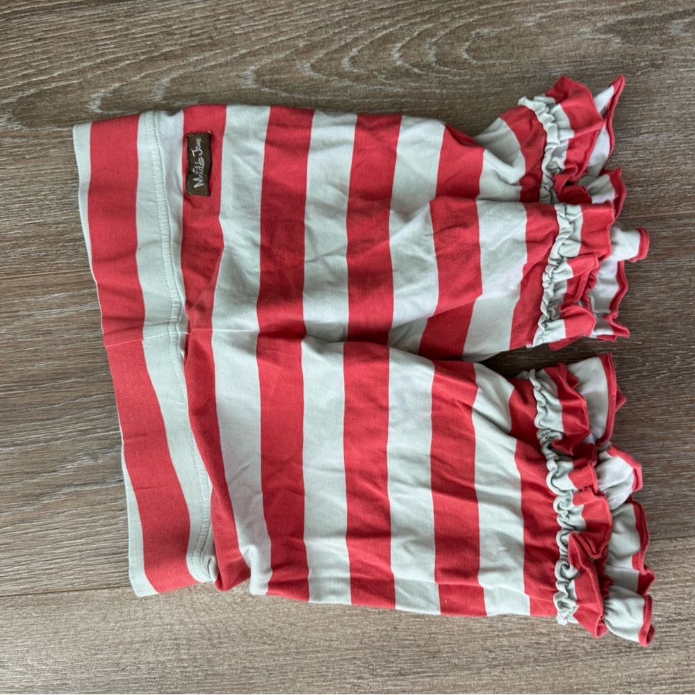 Matilda Jane Red and Light Blue Striped Ruffle Shorts